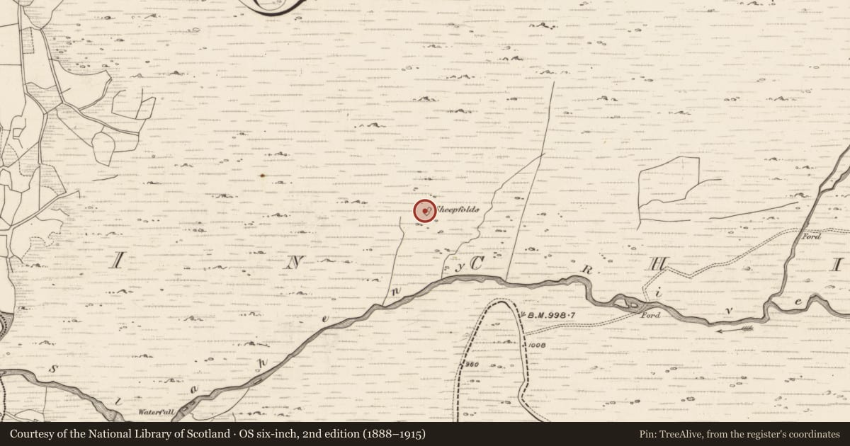 Ordnance Survey six-inch map, 2nd edition (1888–1915) covering the location of Enclosure, Inchinanagh, County Kerry, with a pin at the register's coordinates
