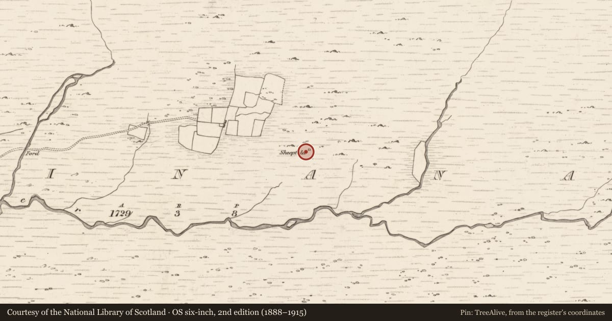 Ordnance Survey six-inch map, 2nd edition (1888–1915) covering the location of Enclosure, Inchinanagh, County Kerry, with a pin at the register's coordinates