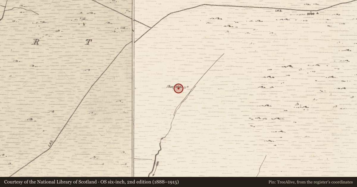 Ordnance Survey six-inch map, 2nd edition (1888–1915) covering the location of Enclosure, Erneen, County Kerry, with a pin at the register's coordinates