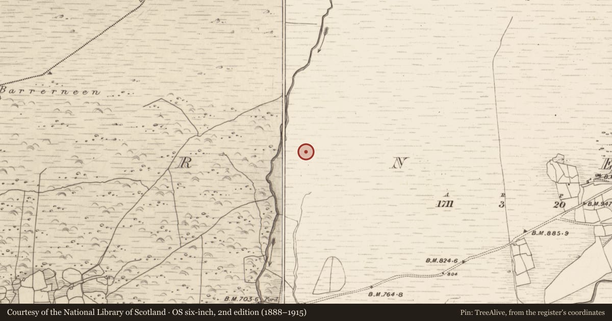 Ordnance Survey six-inch map, 2nd edition (1888–1915) covering the location of Hut site, Erneen, County Kerry, with a pin at the register's coordinates