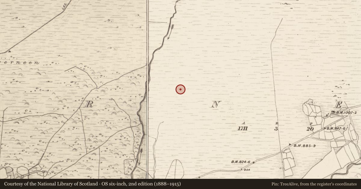Ordnance Survey six-inch map, 2nd edition (1888–1915) covering the location of Hut site, Erneen, County Kerry, with a pin at the register's coordinates