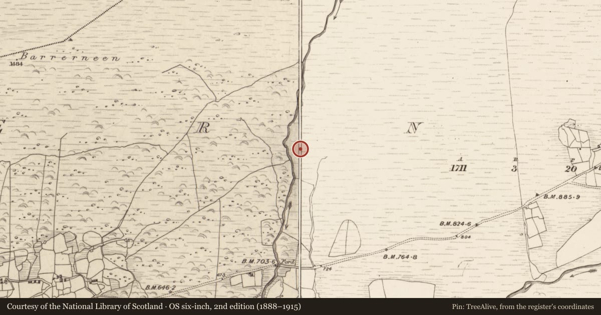 Ordnance Survey six-inch map, 2nd edition (1888–1915) covering the location of Enclosure, Erneen, County Kerry, with a pin at the register's coordinates