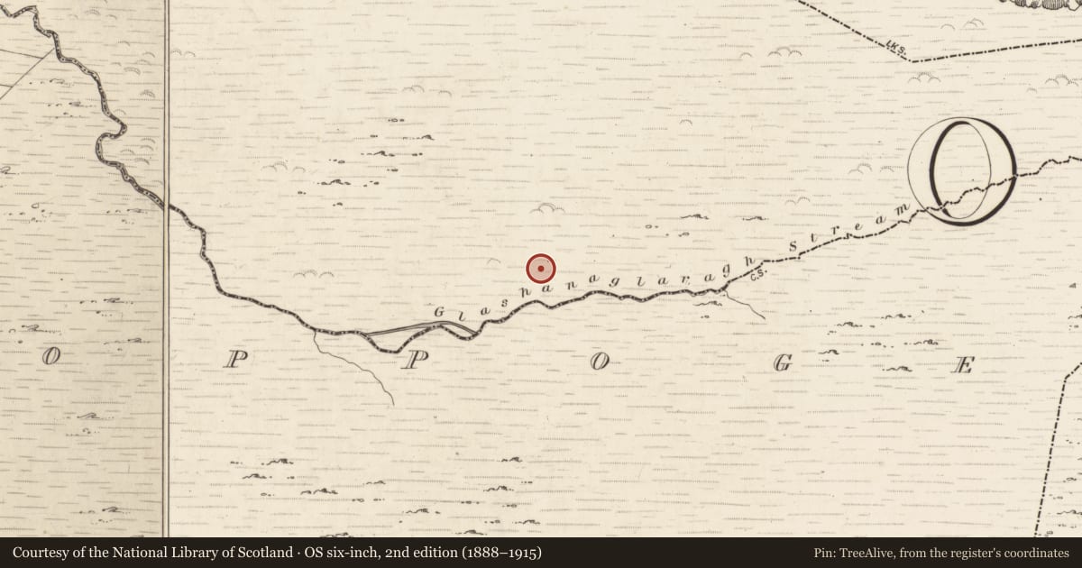 Ordnance Survey six-inch map, 2nd edition (1888–1915) covering the location of Enclosure, Gortlahard, County Kerry, with a pin at the register's coordinates