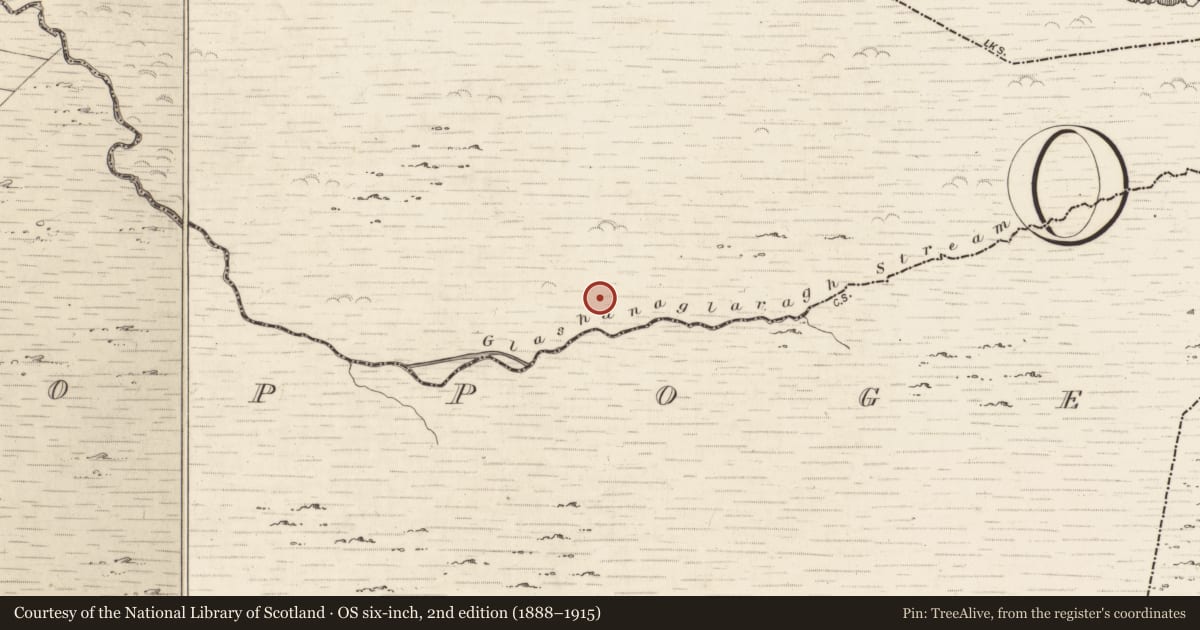 Ordnance Survey six-inch map, 2nd edition (1888–1915) covering the location of Field boundary, Gortlahard, County Kerry, with a pin at the register's coordinates