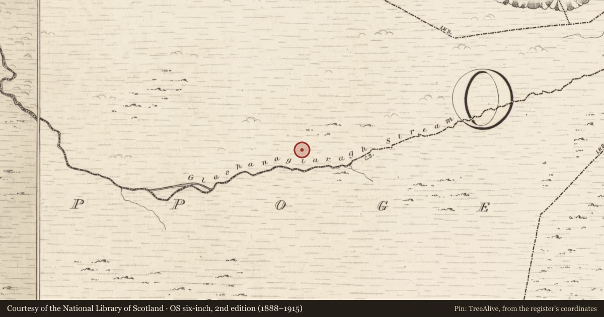 Ordnance Survey six-inch map, 2nd edition (1888–1915) covering the location of Field boundary, Gortlahard, County Kerry, with a pin at the register's coordinates