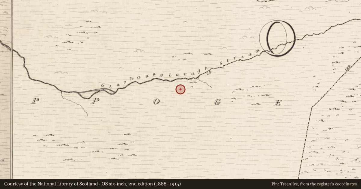 Ordnance Survey six-inch map, 2nd edition (1888–1915) covering the location of Hut site, Coolnagoppoge, County Kerry, with a pin at the register's coordinates
