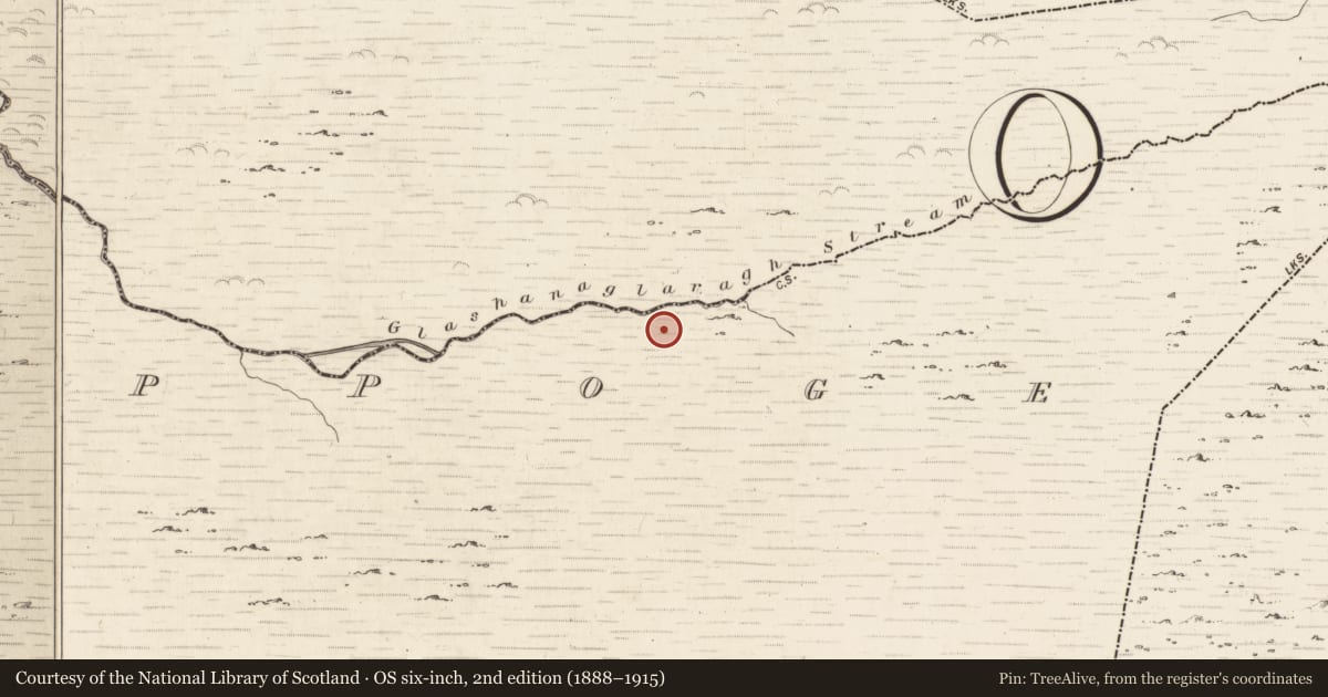 Ordnance Survey six-inch map, 2nd edition (1888–1915) covering the location of Hut site, Coolnagoppoge, County Kerry, with a pin at the register's coordinates