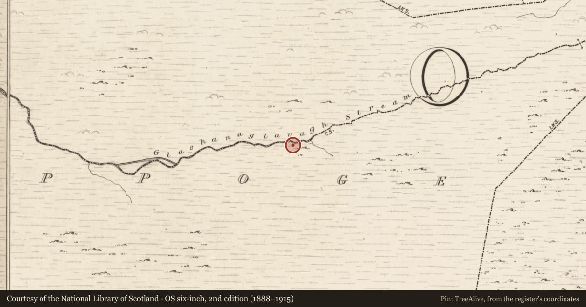 Ordnance Survey six-inch map, 2nd edition (1888–1915) covering the location of Hut site, Coolnagoppoge, County Kerry, with a pin at the register's coordinates