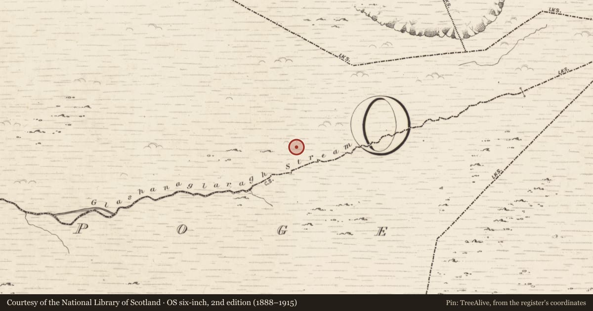 Ordnance Survey six-inch map, 2nd edition (1888–1915) covering the location of Field boundary, Gortlahard, County Kerry, with a pin at the register's coordinates