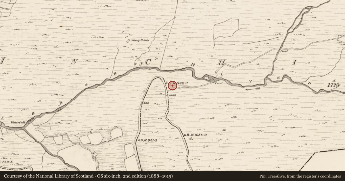 Ordnance Survey six-inch map, 2nd edition (1888–1915) covering the location of Enclosure, Inchinanagh, County Kerry, with a pin at the register's coordinates
