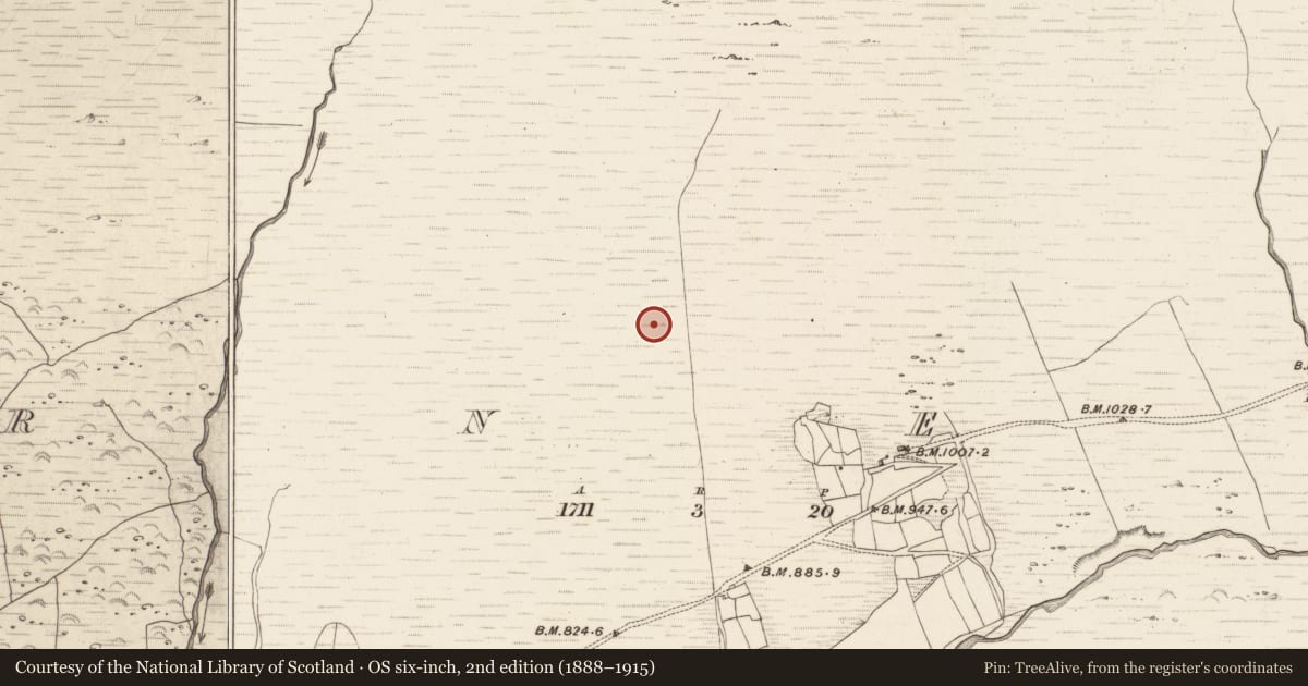 Ordnance Survey six-inch map, 2nd edition (1888–1915) covering the location of Hut site, Erneen, County Kerry, with a pin at the register's coordinates