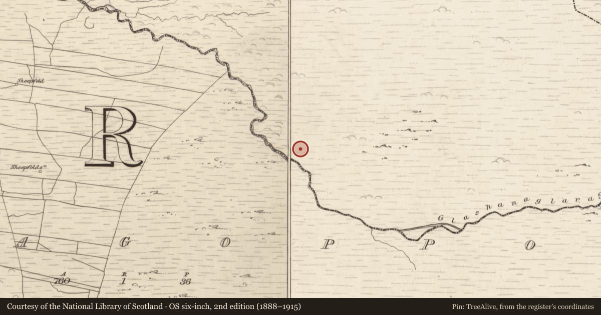 Ordnance Survey six-inch map, 2nd edition (1888–1915) covering the location of Hut site, Gortlahard, County Kerry, with a pin at the register's coordinates