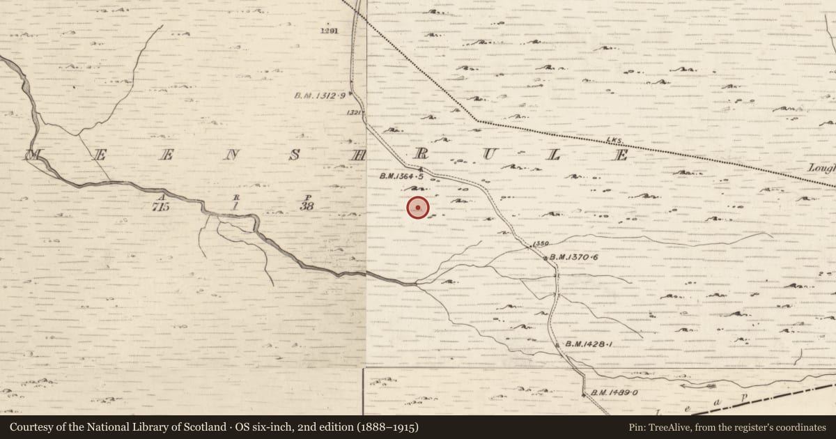 Ordnance Survey six-inch map, 2nd edition (1888–1915) covering the location of Hut site, Cummeenshrule, County Kerry, with a pin at the register's coordinates
