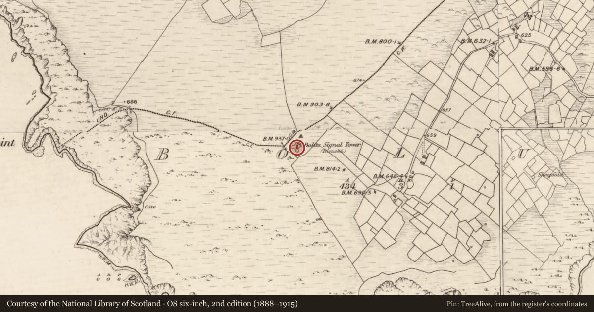 Ordnance Survey six-inch map, 2nd edition (1888–1915) covering the location of Barracks, Bólas, County Kerry, with a pin at the register's coordinates