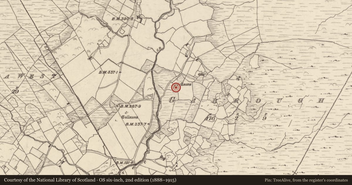 Ordnance Survey six-inch map, 2nd edition (1888–1915) covering the location of Enclosure, Garrough, County Kerry, with a pin at the register's coordinates