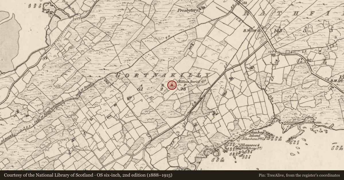 Ordnance Survey six-inch map, 2nd edition (1888–1915) covering the location of Souterrain, Gort Na Cille, County Kerry, with a pin at the register's coordinates