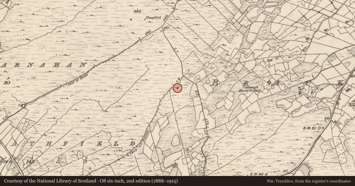 Ordnance Survey six-inch map, 2nd edition (1888–1915) covering the location of Souterrain, An Gleann Beag, County Kerry, with a pin at the register's coordinates