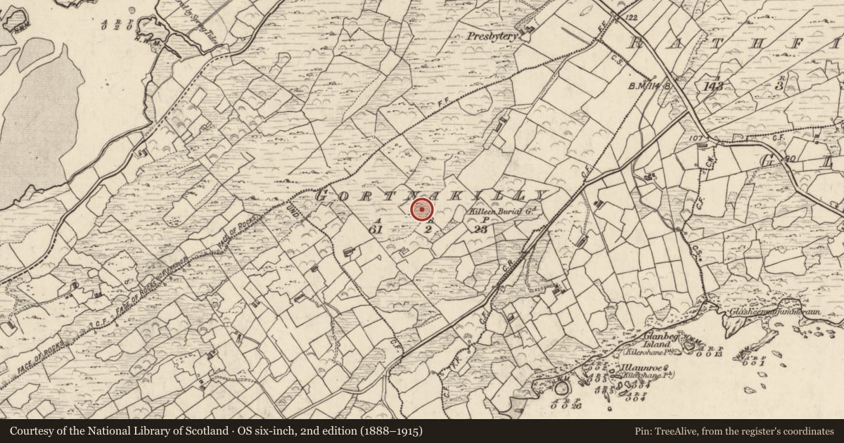 Ordnance Survey six-inch map, 2nd edition (1888–1915) covering the location of Souterrain, Gort Na Cille, County Kerry, with a pin at the register's coordinates