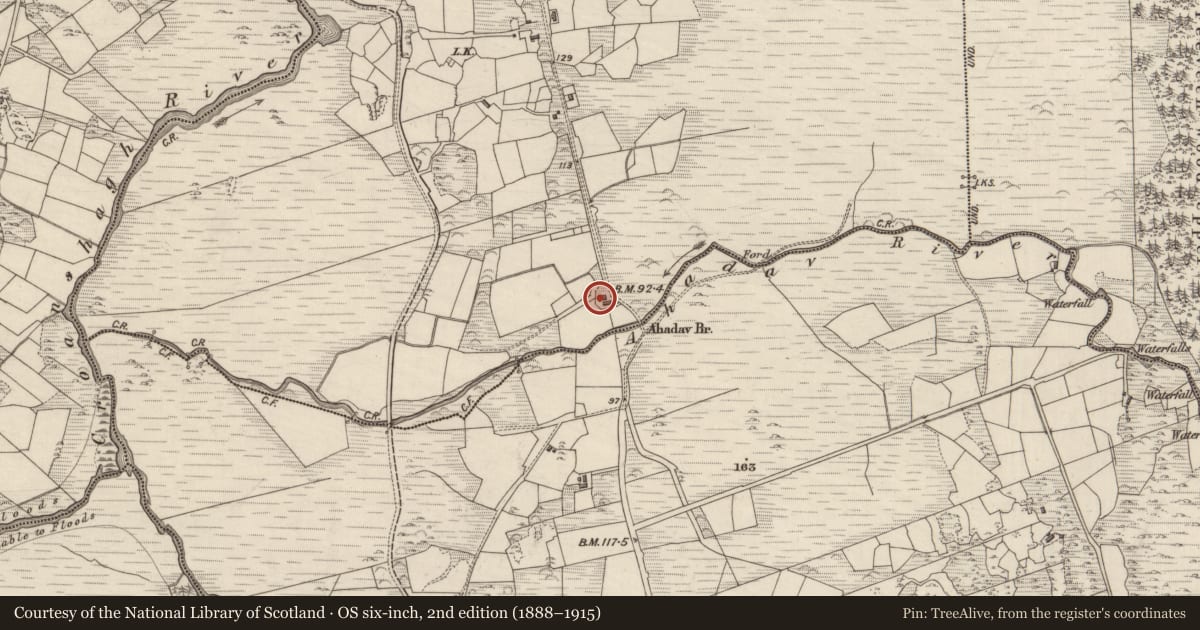 Ordnance Survey six-inch map, 2nd edition (1888–1915) covering the location of House - vernacular house, Lauragh Upper, County Kerry, with a pin at the register's coordinates