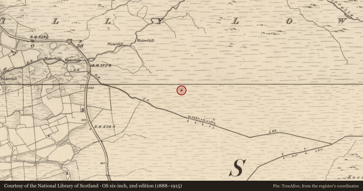 Ordnance Survey six-inch map, 2nd edition (1888–1915) covering the location of Hut site, Drombohilly Lower, County Kerry, with a pin at the register's coordinates