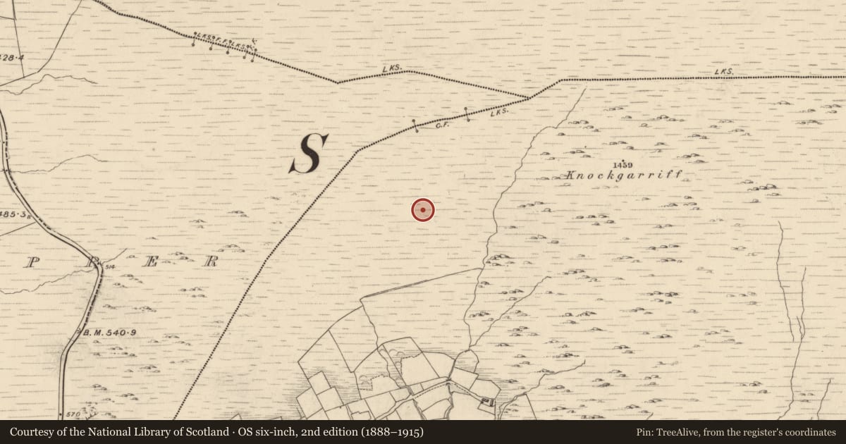Ordnance Survey six-inch map, 2nd edition (1888–1915) covering the location of Cairn - unclassified, Garranes, County Kerry, with a pin at the register's coordinates