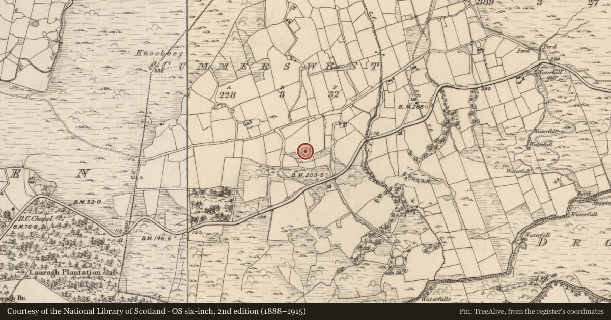 Ordnance Survey six-inch map, 2nd edition (1888–1915) covering the location of Ringfort - rath, Cummers West, County Kerry, with a pin at the register's coordinates