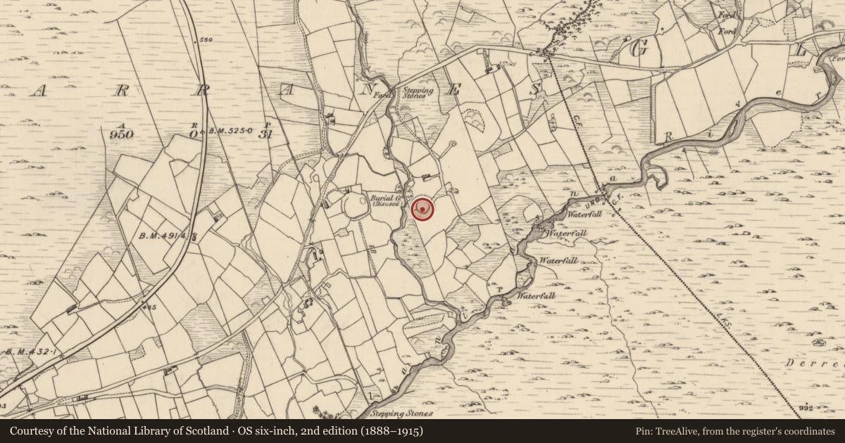 Ordnance Survey six-inch map, 2nd edition (1888–1915) covering the location of Ringfort - rath, Garranes, County Kerry, with a pin at the register's coordinates