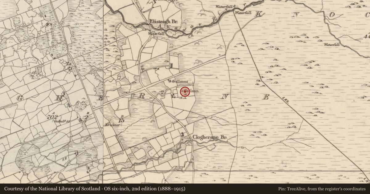 Ordnance Survey six-inch map, 2nd edition (1888–1915) covering the location of Cairn - unclassified, Clogherane, County Kerry, with a pin at the register's coordinates
