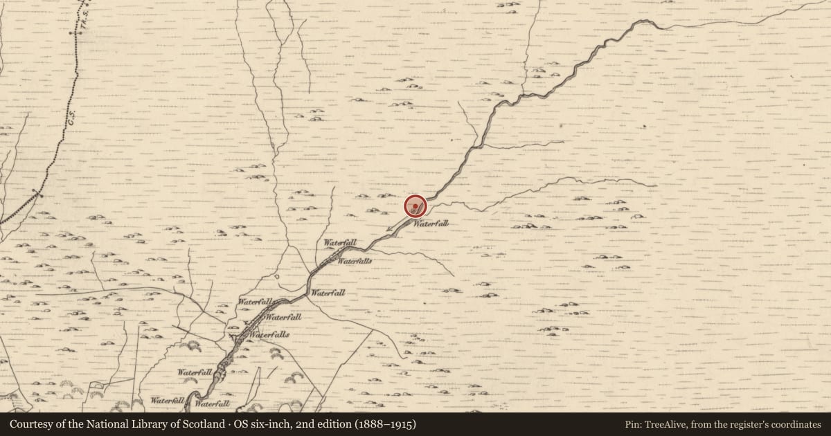 Ordnance Survey six-inch map, 2nd edition (1888–1915) covering the location of Hut site, Glantrasna, County Kerry, with a pin at the register's coordinates