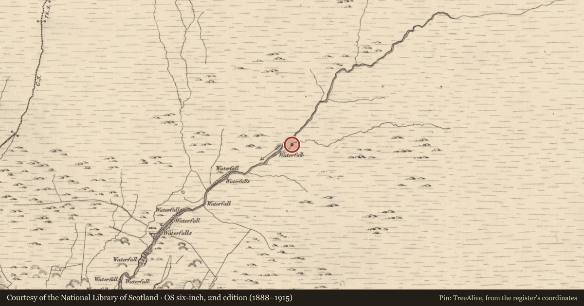 Ordnance Survey six-inch map, 2nd edition (1888–1915) covering the location of Hut site, Glantrasna, County Kerry, with a pin at the register's coordinates