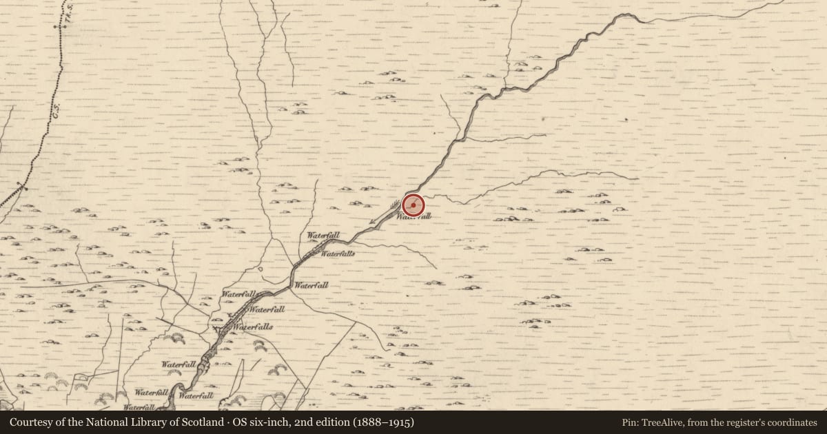 Ordnance Survey six-inch map, 2nd edition (1888–1915) covering the location of Hut site, Glantrasna, County Kerry, with a pin at the register's coordinates