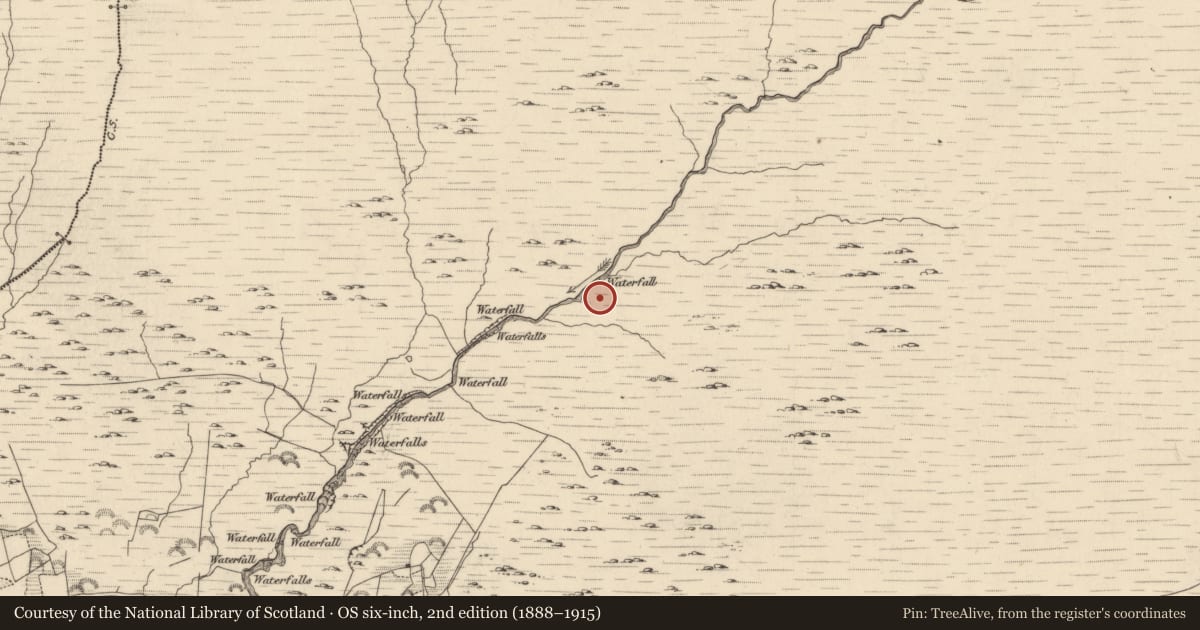 Ordnance Survey six-inch map, 2nd edition (1888–1915) covering the location of Hut site, Glantrasna, County Kerry, with a pin at the register's coordinates
