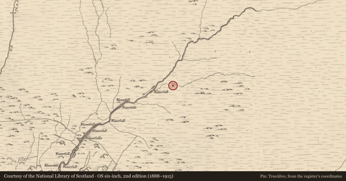 Ordnance Survey six-inch map, 2nd edition (1888–1915) covering the location of Hut site, Glantrasna, County Kerry, with a pin at the register's coordinates