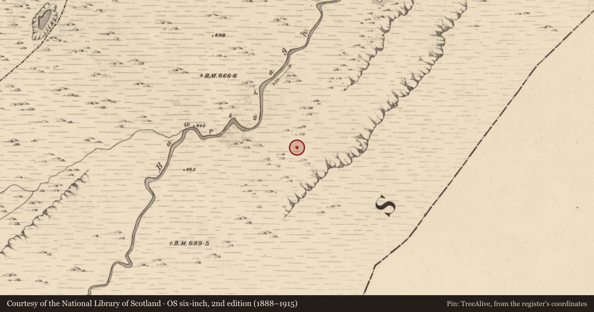 Ordnance Survey six-inch map, 2nd edition (1888–1915) covering the location of Hut site, Baurearagh, County Kerry, with a pin at the register's coordinates