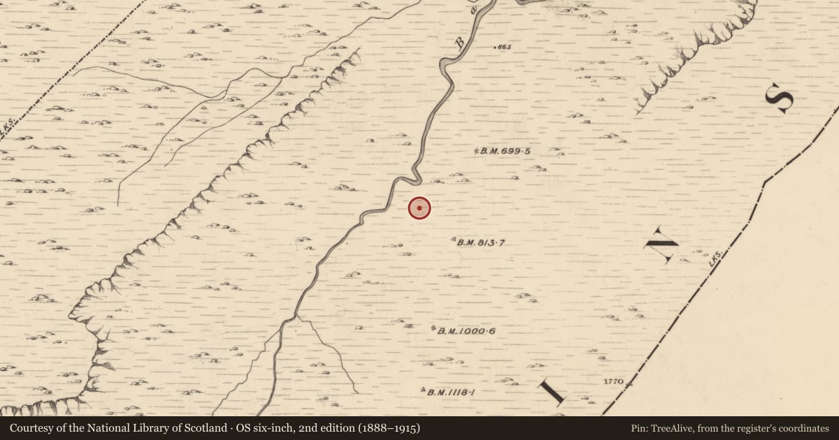 Ordnance Survey six-inch map, 2nd edition (1888–1915) covering the location of Hut site, Baurearagh, County Kerry, with a pin at the register's coordinates