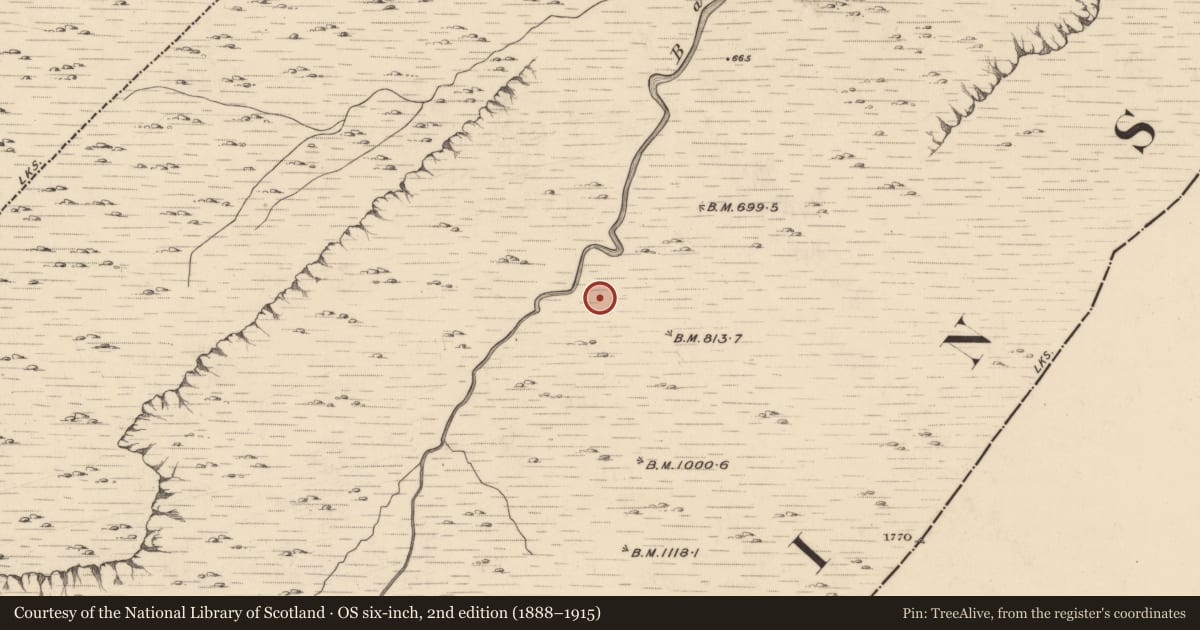 Ordnance Survey six-inch map, 2nd edition (1888–1915) covering the location of Hut site, Baurearagh, County Kerry, with a pin at the register's coordinates