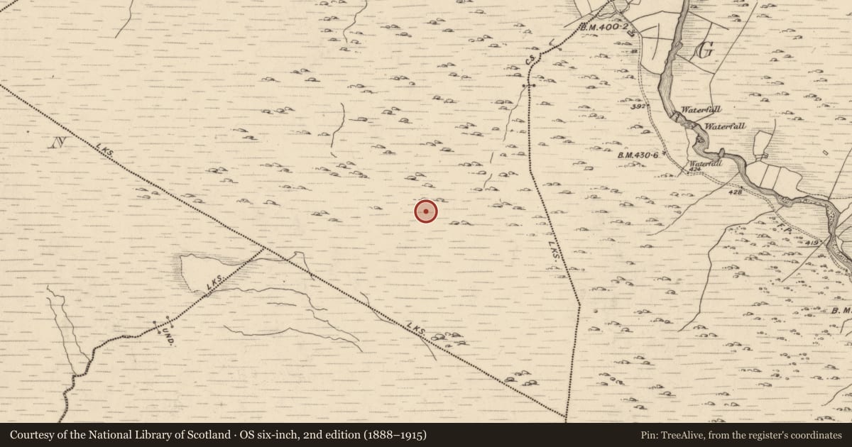 Ordnance Survey six-inch map, 2nd edition (1888–1915) covering the location of Enclosure, Fehanagh, County Kerry, with a pin at the register's coordinates
