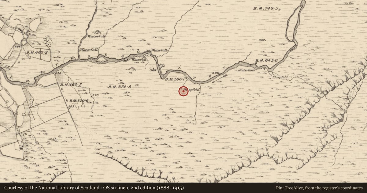 Ordnance Survey six-inch map, 2nd edition (1888–1915) covering the location of Hut site, Glanrastel, County Kerry, with a pin at the register's coordinates