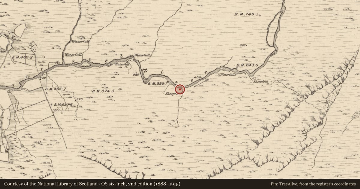 Ordnance Survey six-inch map, 2nd edition (1888–1915) covering the location of Hut site, Glanrastel, County Kerry, with a pin at the register's coordinates