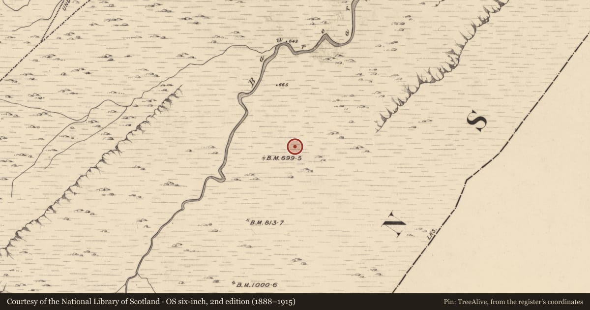Ordnance Survey six-inch map, 2nd edition (1888–1915) covering the location of Enclosure, Baurearagh, County Kerry, with a pin at the register's coordinates