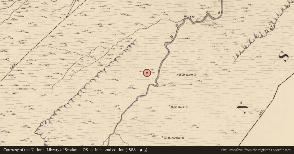 Ordnance Survey six-inch map, 2nd edition (1888–1915) covering the location of Hut site, Baurearagh, County Kerry, with a pin at the register's coordinates