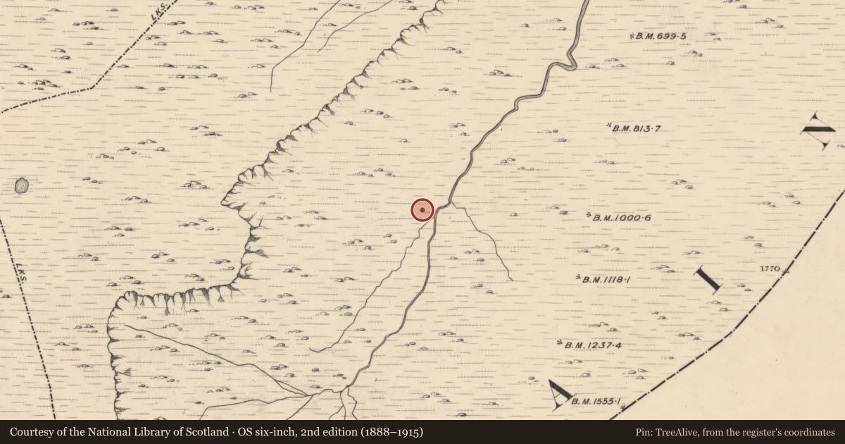 Ordnance Survey six-inch map, 2nd edition (1888–1915) covering the location of Hut site, Baurearagh, County Kerry, with a pin at the register's coordinates
