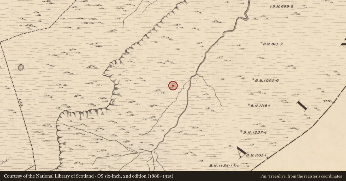 Ordnance Survey six-inch map, 2nd edition (1888–1915) covering the location of Field boundary, Baurearagh, County Kerry, with a pin at the register's coordinates