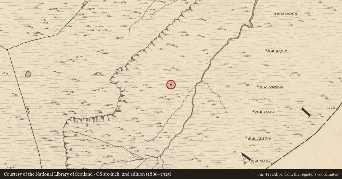 Ordnance Survey six-inch map, 2nd edition (1888–1915) covering the location of Hut site, Baurearagh, County Kerry, with a pin at the register's coordinates