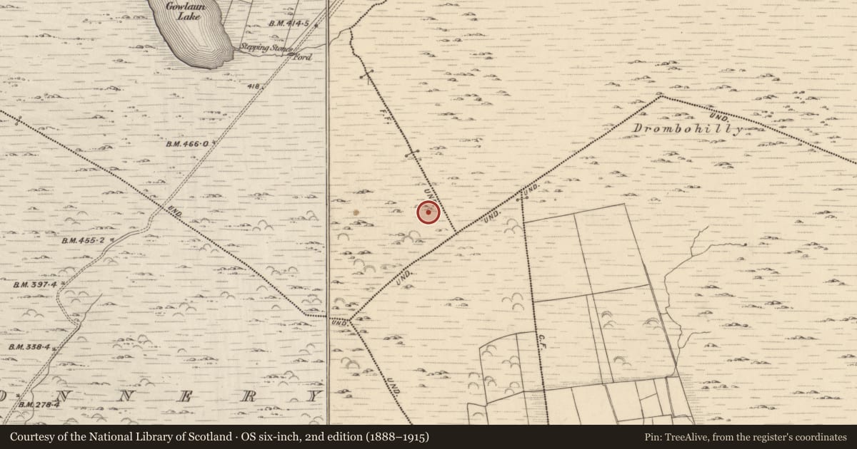 Ordnance Survey six-inch map, 2nd edition (1888–1915) covering the location of Cairn - unclassified, Lehid, County Kerry, with a pin at the register's coordinates