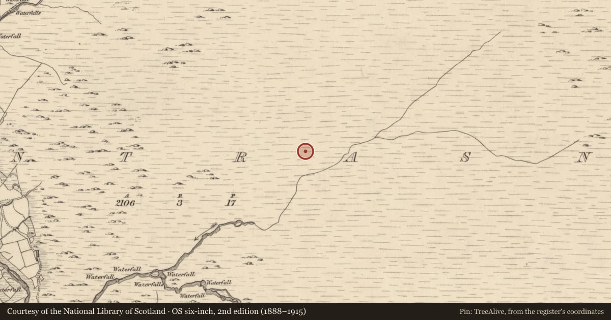 Ordnance Survey six-inch map, 2nd edition (1888–1915) covering the location of Enclosure, Glantrasna, County Kerry, with a pin at the register's coordinates