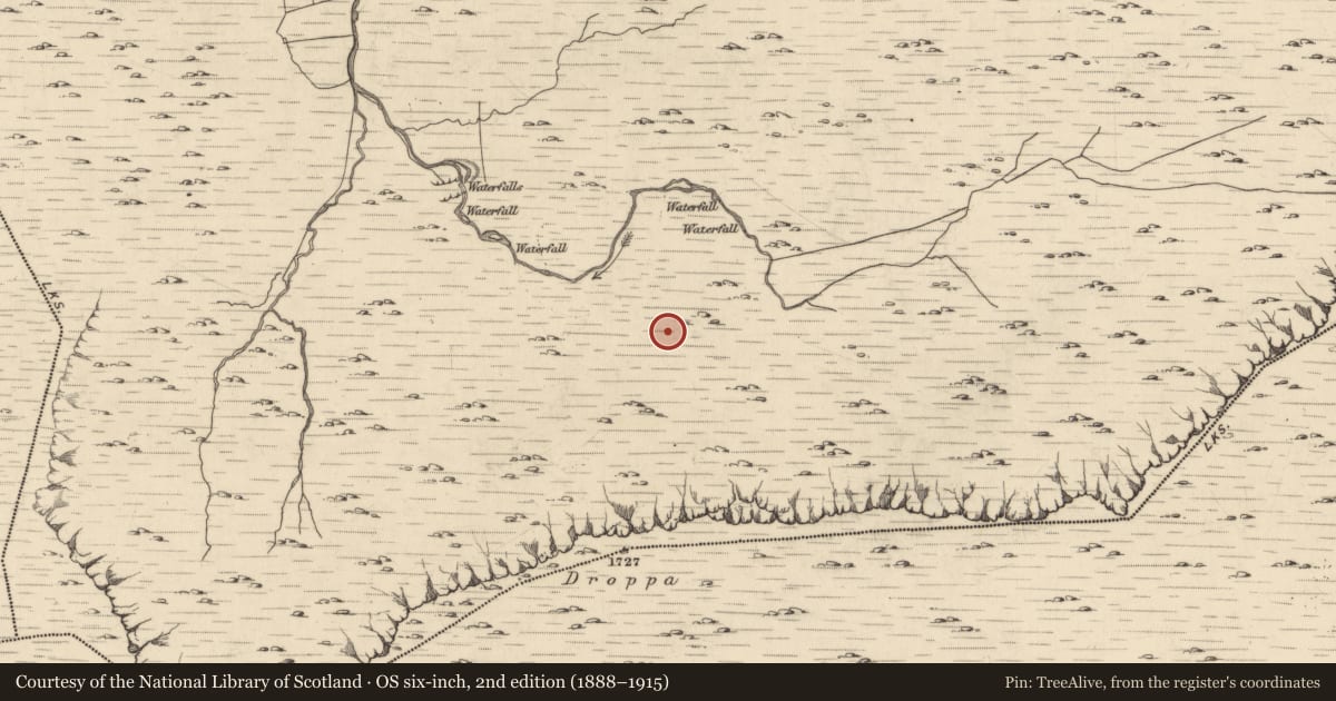 Ordnance Survey six-inch map, 2nd edition (1888–1915) covering the location of Hut site, Glantrasna, County Kerry, with a pin at the register's coordinates