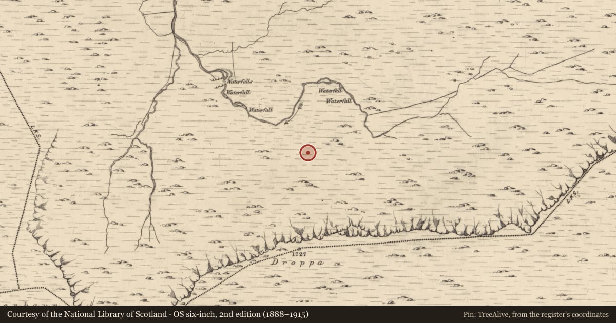 Ordnance Survey six-inch map, 2nd edition (1888–1915) covering the location of Hut site, Glantrasna, County Kerry, with a pin at the register's coordinates