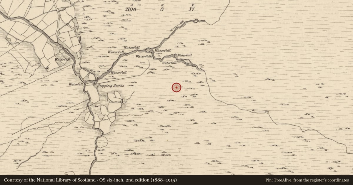 Ordnance Survey six-inch map, 2nd edition (1888–1915) covering the location of Enclosure, Glantrasna, County Kerry, with a pin at the register's coordinates