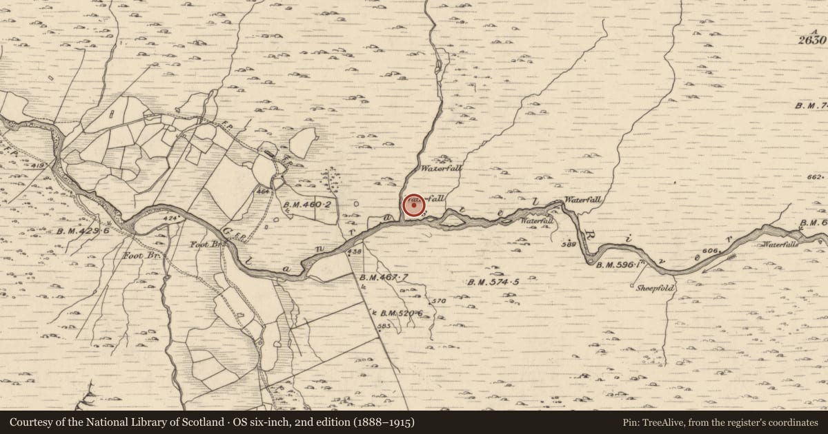 Ordnance Survey six-inch map, 2nd edition (1888–1915) covering the location of Enclosure, Glanrastel, County Kerry, with a pin at the register's coordinates